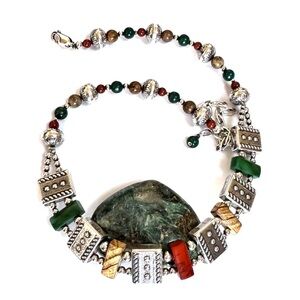 CAROLYN POLLACK Necklace Jasper Stones Sterling Silver 30gms RARE RELIC